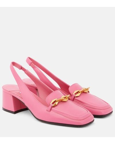 Jimmy Choo Diamond Tilda 45 Leather Loafer Court Shoes - Pink