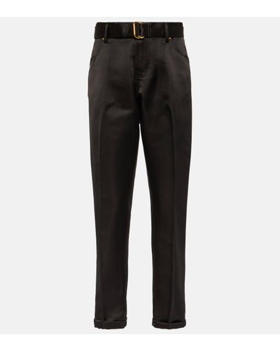 Tom Ford Silk Straight-leg Trousers - Black