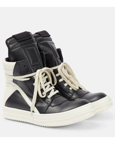 Rick Owens Geobasket Lace-up Leather High-top Trainers - Black