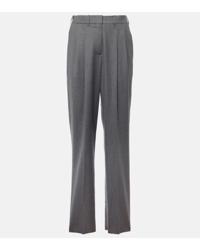 Stella McCartney Wool Flannel Straight Pants - Gray