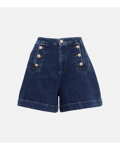 7 For All Mankind Marina High-rise Denim Shorts - Blue