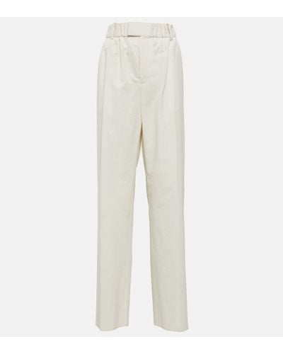 Bottega Veneta Low-rise Cotton-blend Wide-leg Pants - White