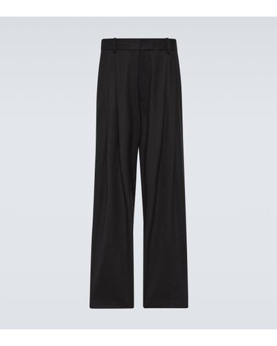 The Row Berto Cashmere-blend Wide-leg Trousers - Black