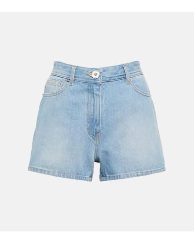 Versace Shorts en denim estampados - Azul