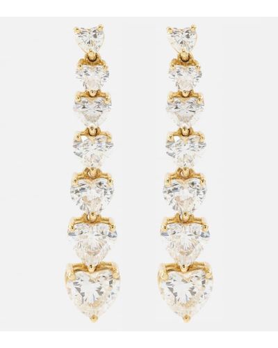 SHAY 7 Heart 18kt Gold Drop Earrings With Diamonds - Metallic