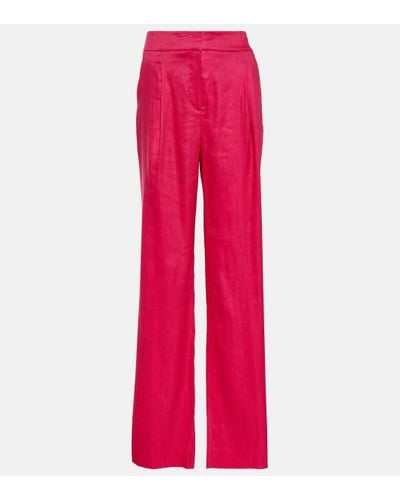 Veronica Beard Pantalon ample Robinne en lin melange - Rouge
