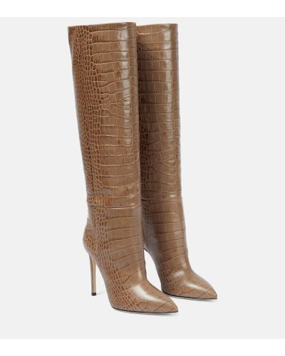 Paris Texas Croc-effect Leather Knee-high Boots - Brown