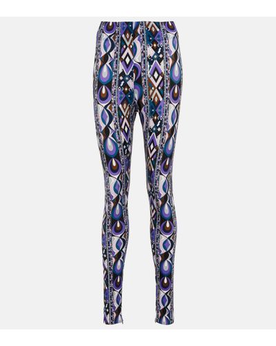 Emilio Pucci Printed High-rise leggings - Blue