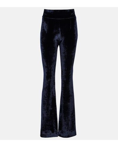 Galvan London Sculpted High-rise Velvet Straight Pants - Blue