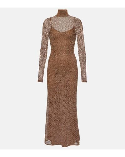 Tom Ford Open-knit Lurex® Maxi Dress - Brown