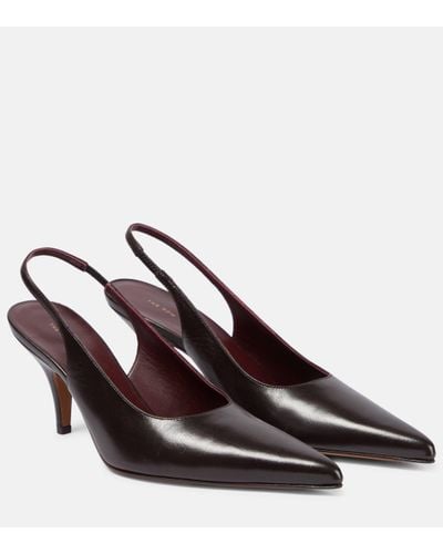 The Row Sling Point Leather Court Shoes - Brown