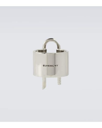 Givenchy Anello Padlock in ottone - Bianco