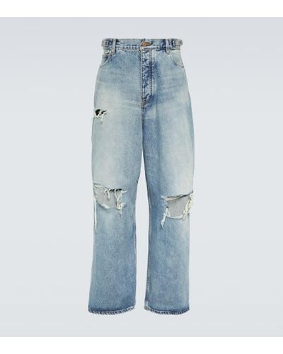 Balenciaga Jeans distressed a gamba larga - Blu