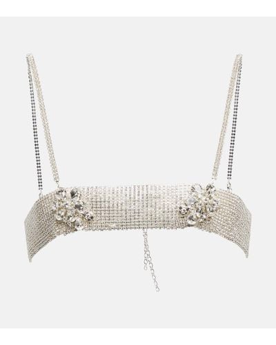 Magda Butrym Bandeau Crystal Jewelry Top - Natural