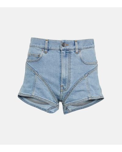 Mugler Shorts di jeans a vita alta - Blu