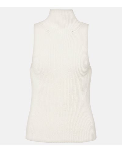 Nili Lotan Sonia Ribbed-knit Cotton Turtleneck Top - White