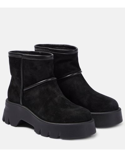 Gianvito Rossi Shearling-lined Suede Ankle Boots - Black