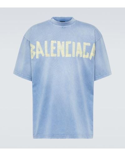 Balenciaga T-Shirt Tape Type aus Baumwoll-Jersey - Blau
