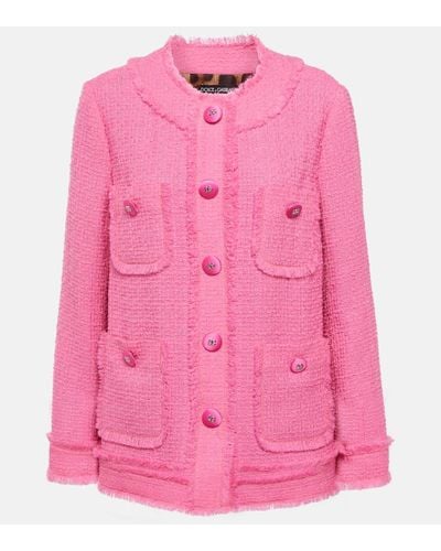 Dolce & Gabbana Wool-blend Tweed Jacket - Pink