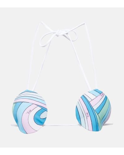 Emilio Pucci Top bikini Iride con stampa - Blu