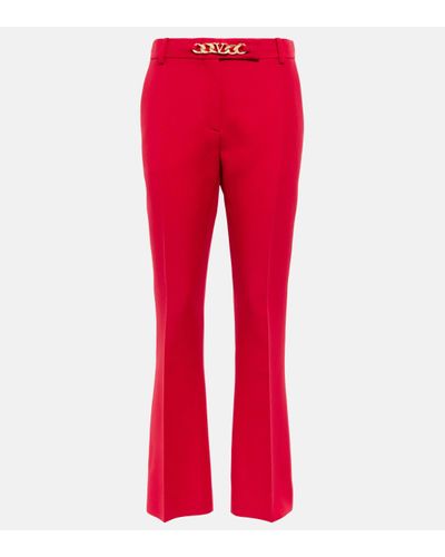 Valentino Vlogo Chain Wool And Silk Trousers - Red