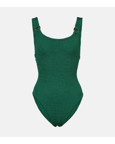 Hunza G Domino Shirred Swimsuit - Green