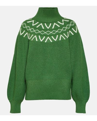 Varley Marcie Fair Isle Turtleneck Sweater - Green