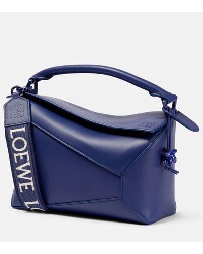Loewe Puzzle Edge Small Leather Shoulder Bag - Blue