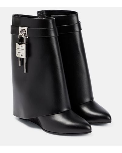 Givenchy Shark Lock Ankle Boots In Leather - Black