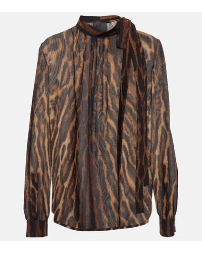 Givenchy Lavaliere Silk-blend Blouse - Brown