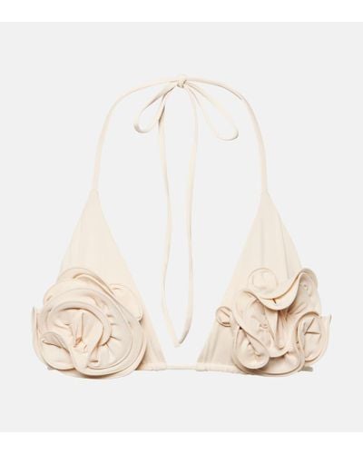 Magda Butrym Floral-applique Bikini Top - White