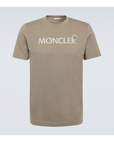 Moncler Logo Cotton Jersey T-shirt - Natural