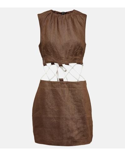 Sir. The Label Cut-out Linen Minidress - Brown