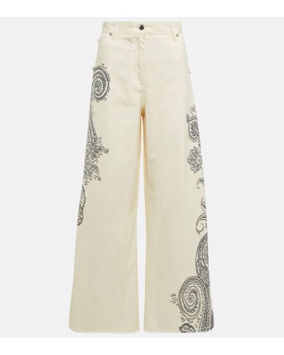 Etro Paisley High-rise Wide-leg Jeans - Natural