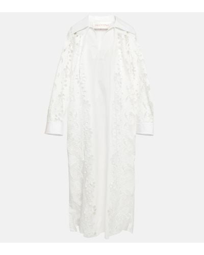 Valentino Embroidered Cotton Midi Dress - White