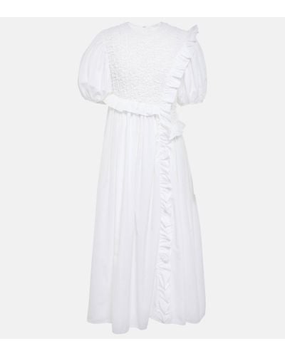 Cecilie Bahnsen Robe midi Chloe en coton melange - Blanc