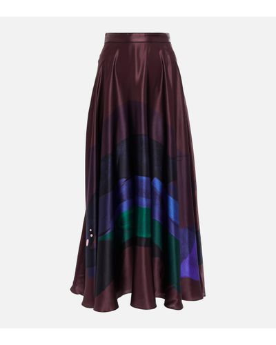 ROKSANDA Ameera Printed Silk Satin Maxi Skirt - Purple