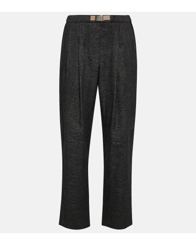Brunello Cucinelli Pleated Mid-rise Straight Pants - Black