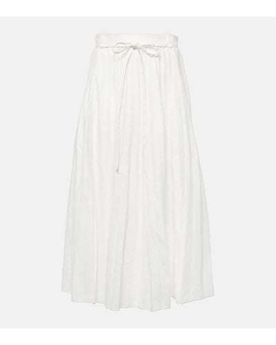 JOSEPH Plisse Linen And Cotton-blend Midi Skirt - White