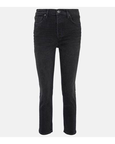 Agolde Riley High-rise Cropped Straight Jeans - Multicolour