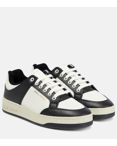 Saint Laurent Sl61 Logo-print Leather Low-top Trainers - Green