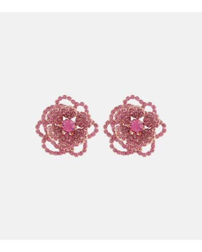 Magda Butrym Floral Crystal-embellished Clip-on Earrings - Pink