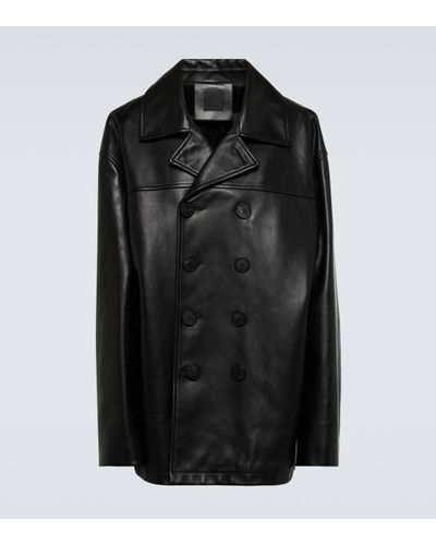 Givenchy Leather Peacoat - Black