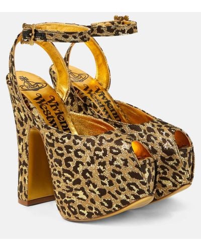 Vivienne Westwood Sandali leopardati con platform - Metallizzato