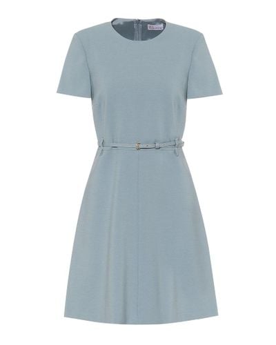 RED Valentino Belted Stretch-crepe Dress - Blue