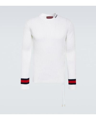 Gucci Ribbed-knit Cotton Sweater - White