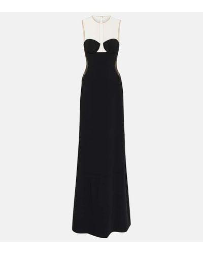 Stella McCartney Mesh-paneled Crepe Gown - Black