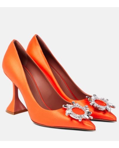 AMINA MUADDI Crystal-embellished Satin Court Shoes - Red