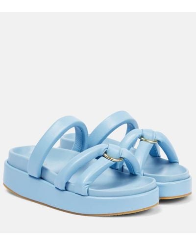 Dries Van Noten Padded Leather Platform Sandals - Blue