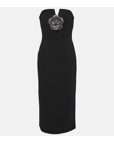 Rebecca Vallance Yvonne Rhinestone Flower Midi-dress - Black
